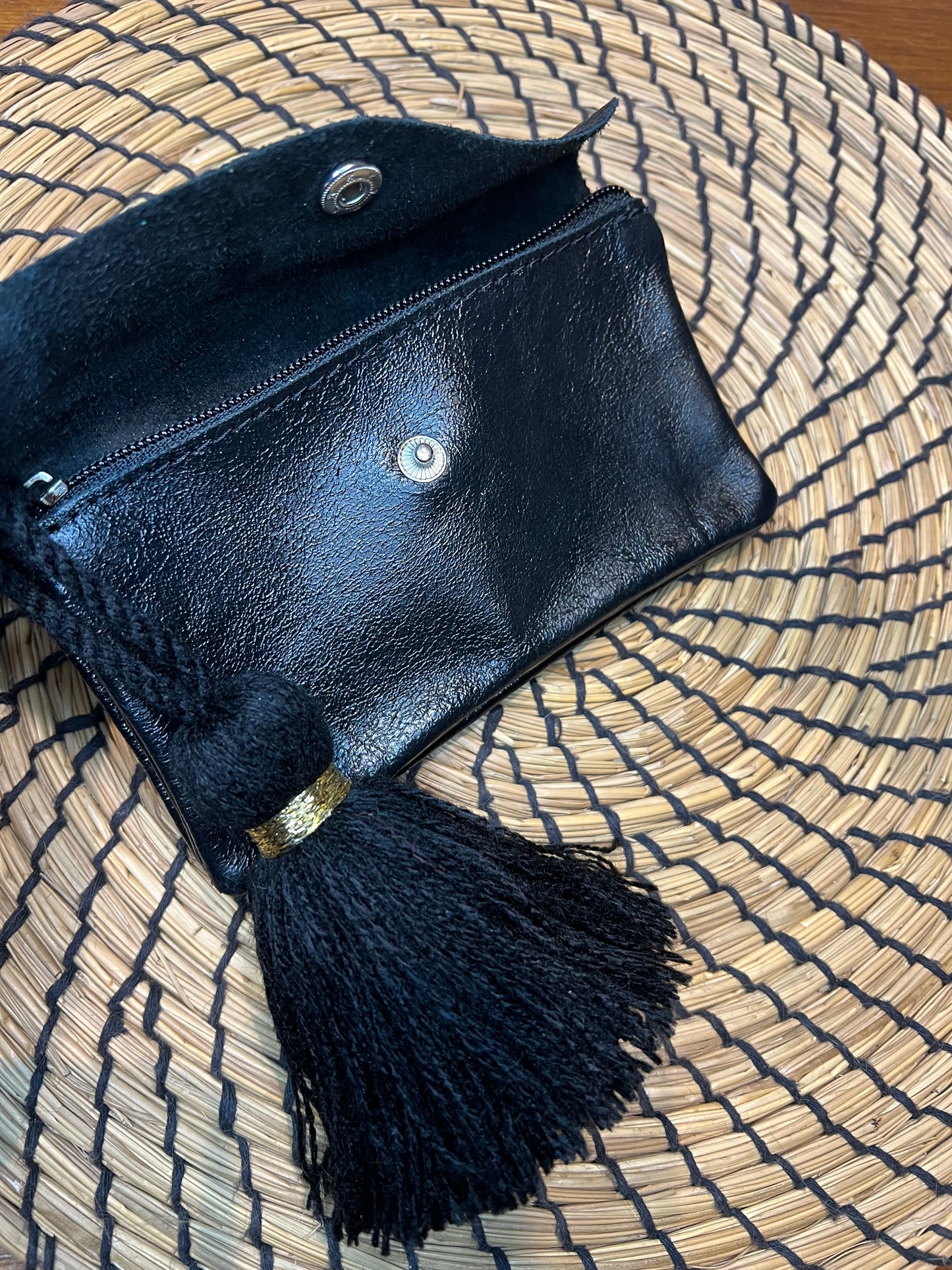 Pochette Porte-monnaie en cuir noir irisé