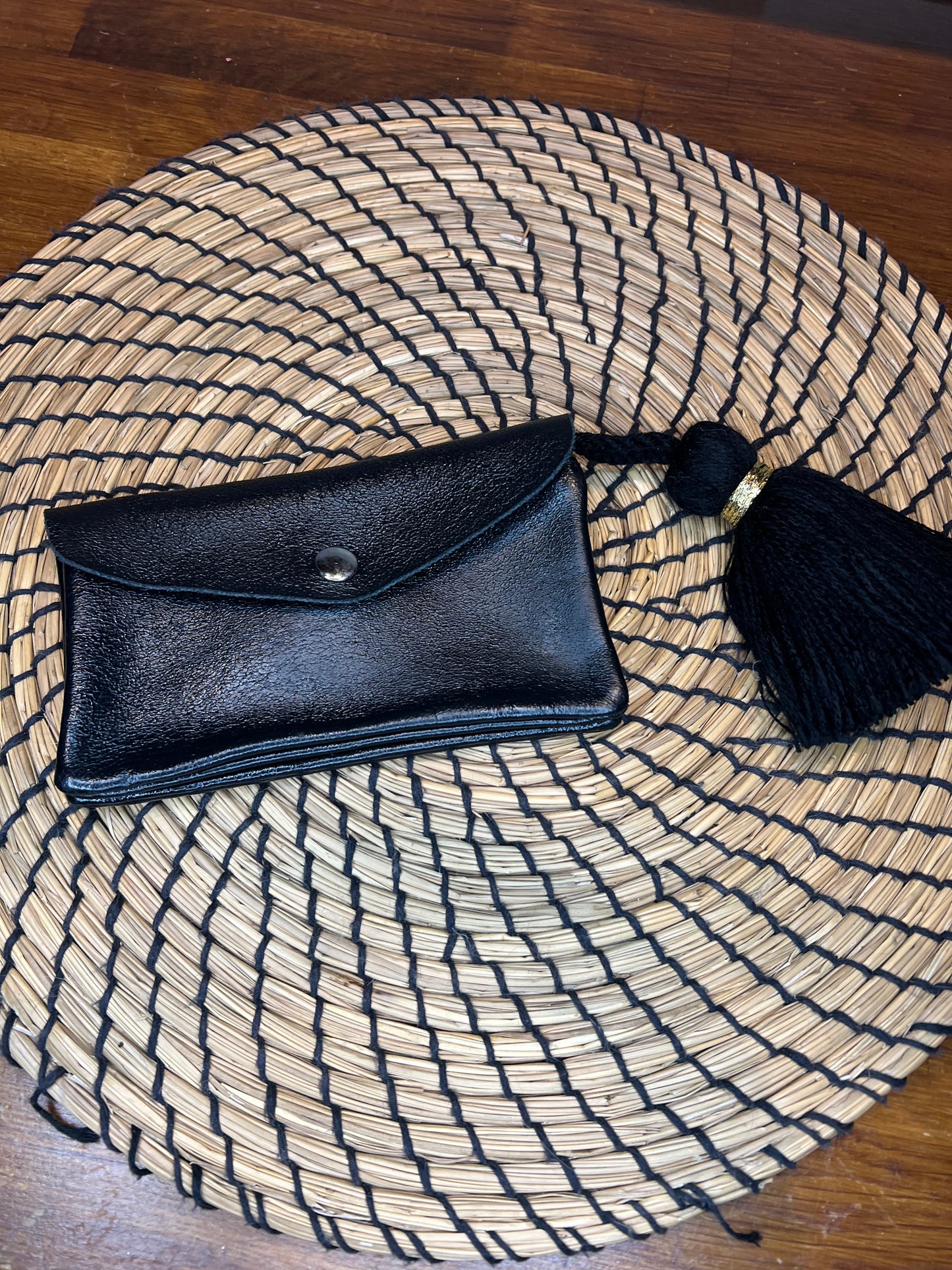 Pochette Porte-monnaie en cuir noir irisé