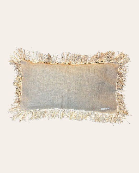 Housse de coussin en Toile de Jute et Rafia naturel Rectangulaire - Modèle "Varadero"