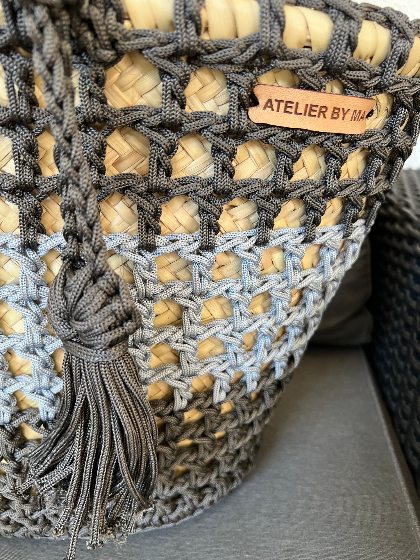 Panier - Sac à main Modèle «  Alba » Couleur Kaki et Gris