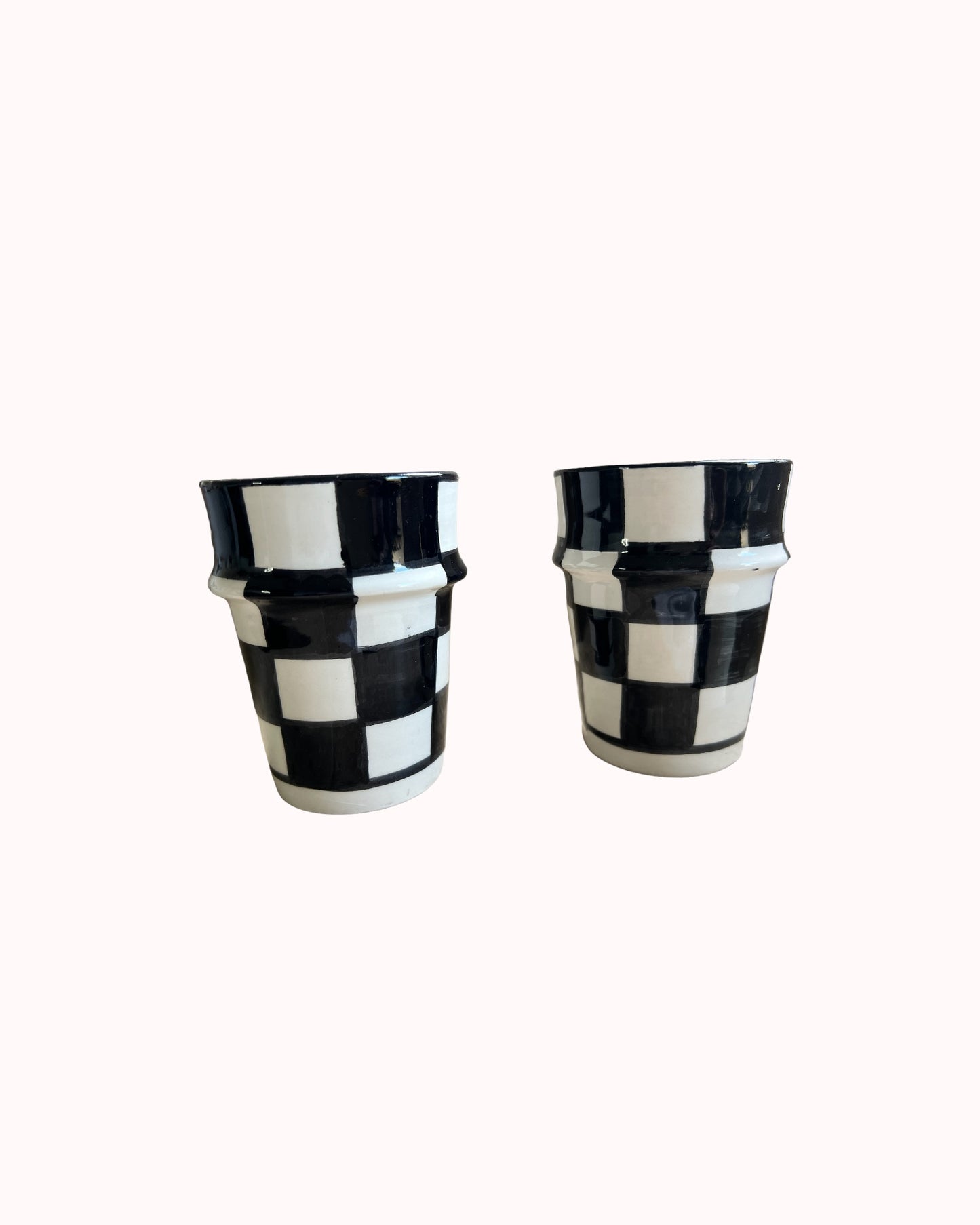 Ensemble de 2 tasses BELDI - Noir et blanc Damier