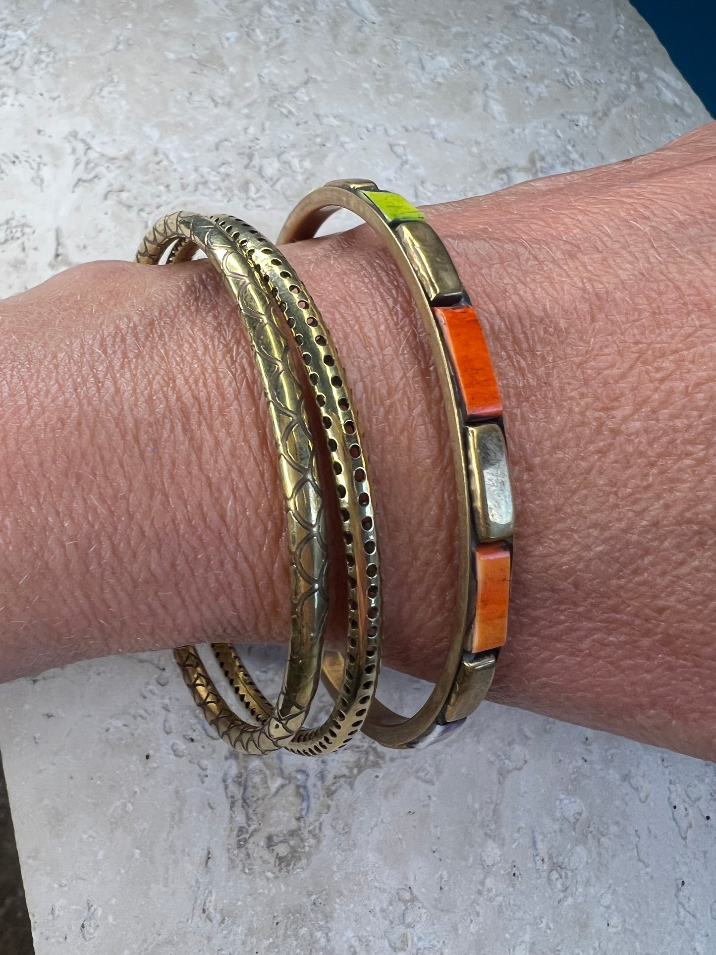 Bracelets dorés - Rose Jaune - Lot de 3 bracelets