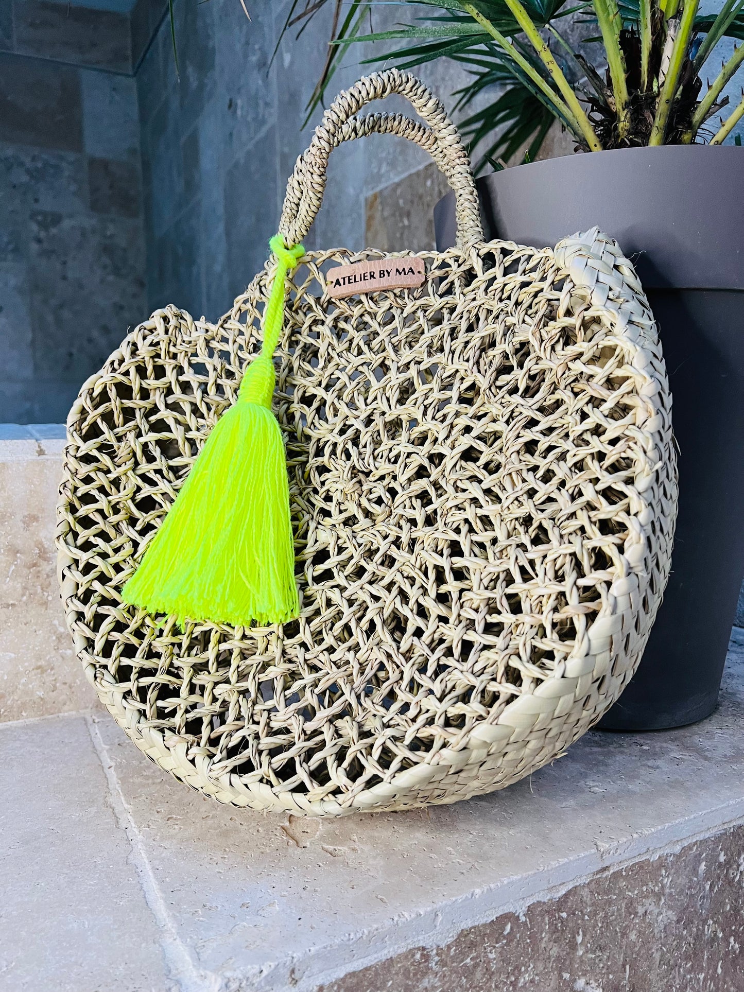 Sac Panier - Modèle "Capsule" avec pompon couleur au choix - Petit Modèle