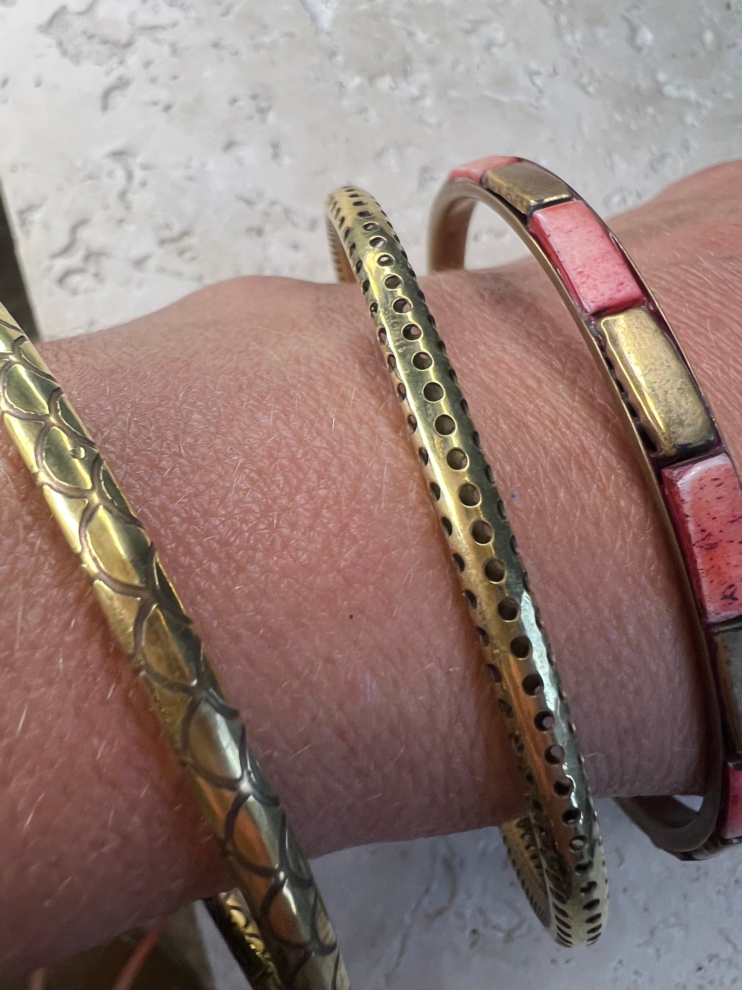 Bracelets dorés - Rose - Lot de 3 bracelets