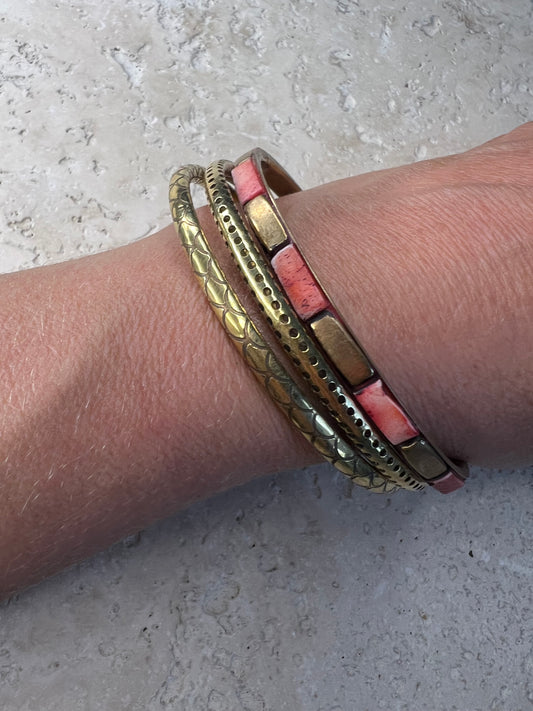 Bracelets dorés - Rose - Lot de 3 bracelets