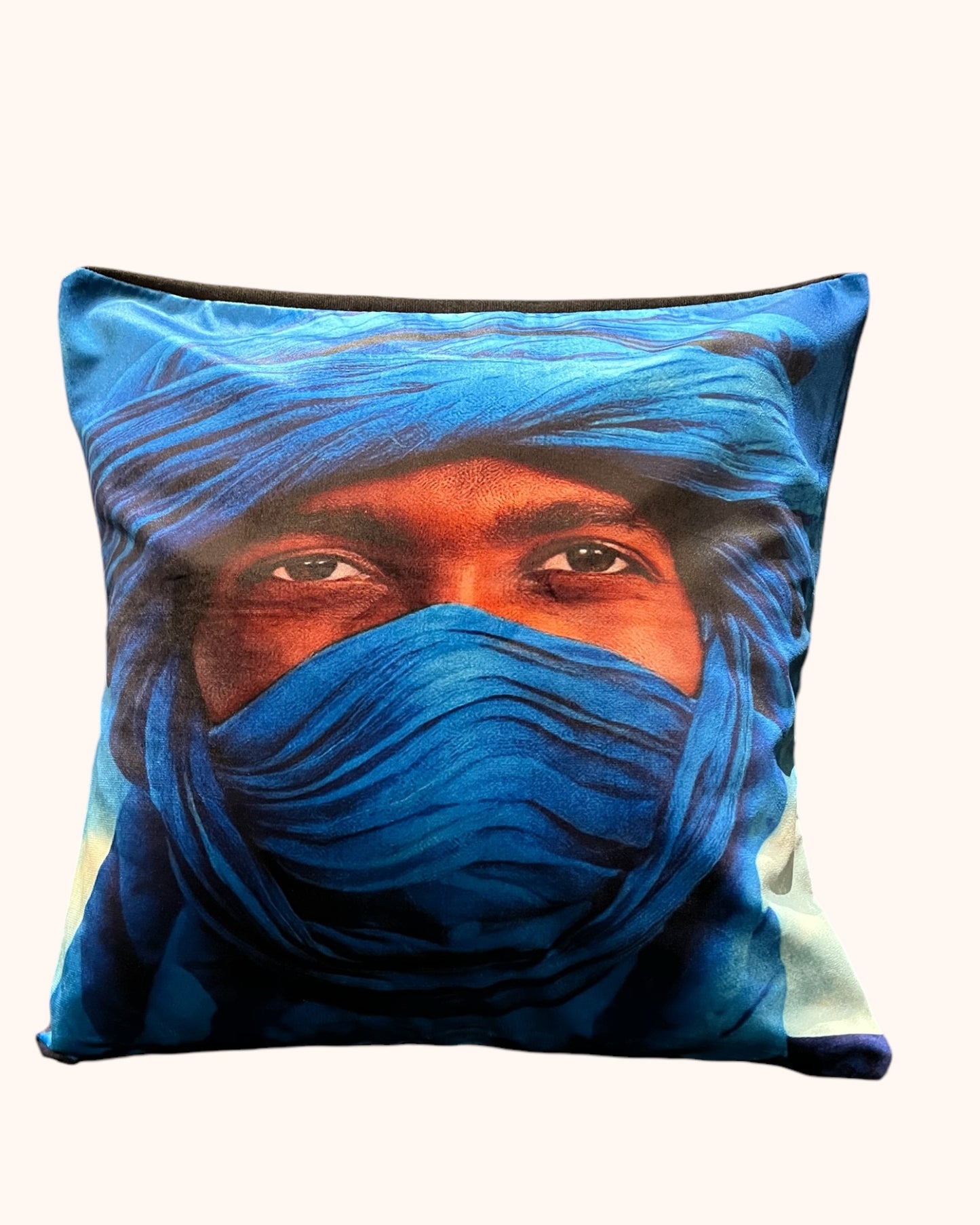 Coussin  « Visage berbère Bleu »