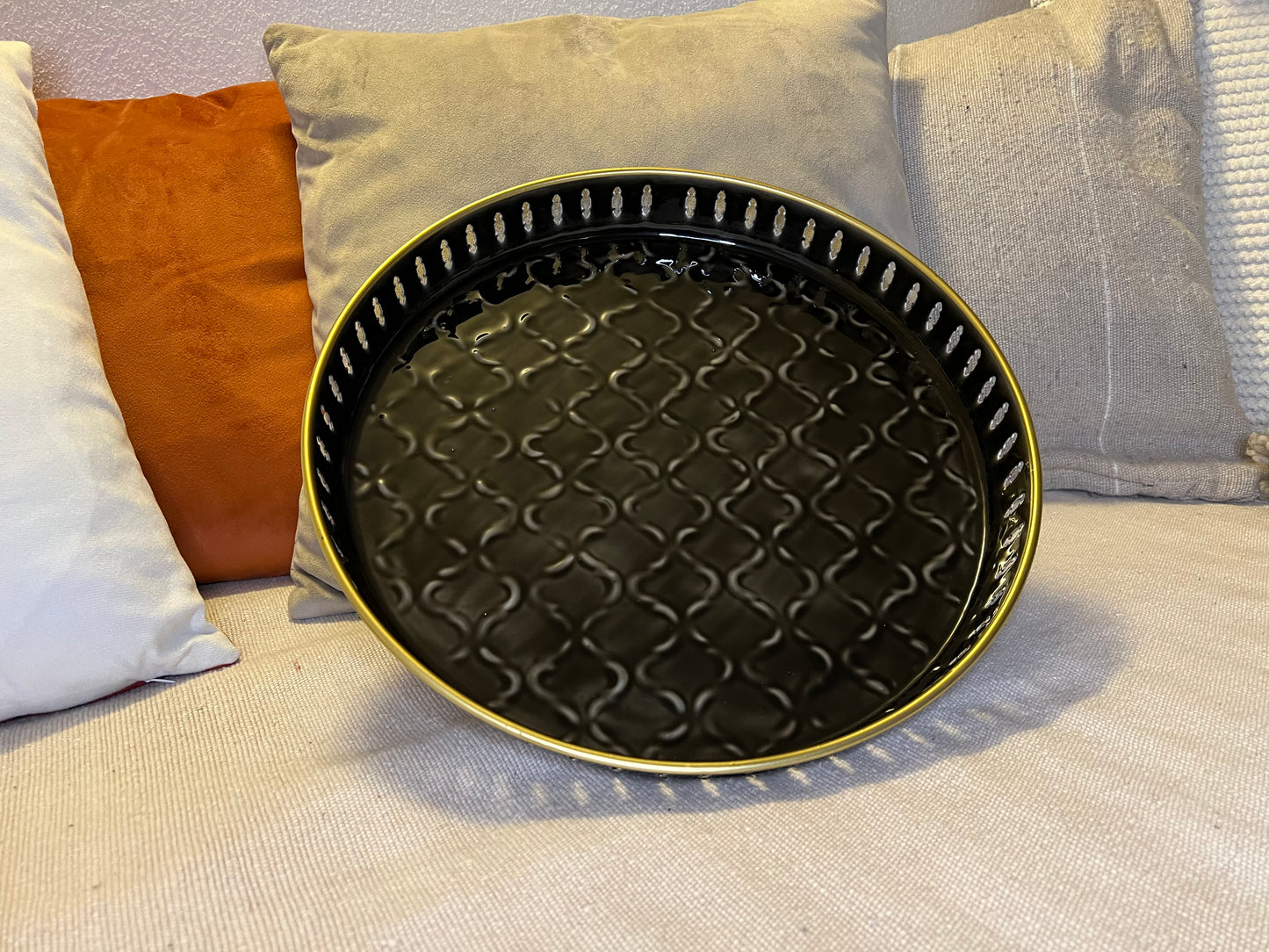 Plateau - Style berbère "Anthracite" métal émaillé 35 cm