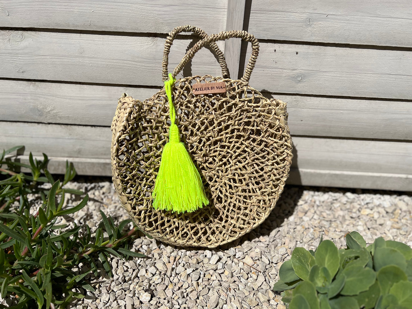 Sac Panier - Modèle "Capsule" avec pompon couleur au choix - Petit Modèle