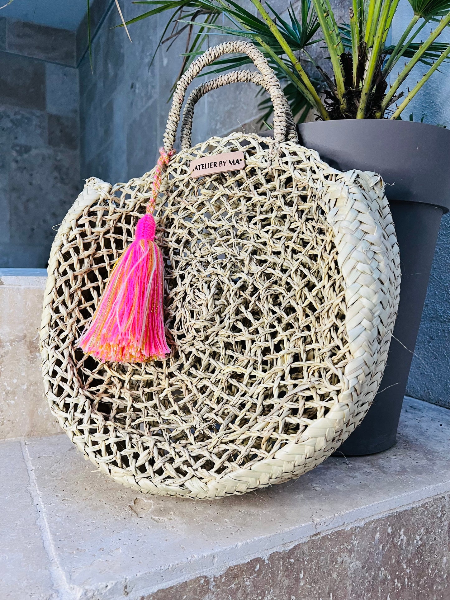 Sac Panier Modèle "Capsule" avec pompon couleur au choix - Petit Modèle