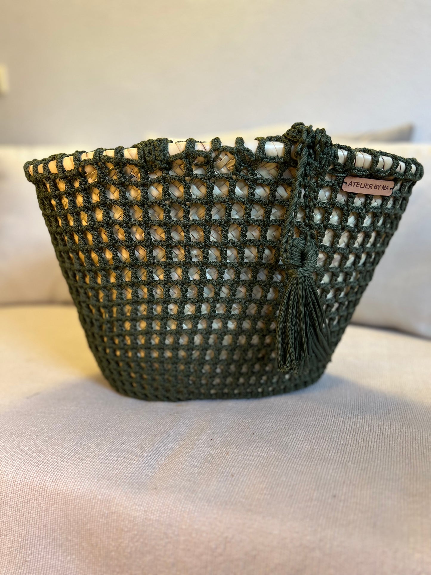 Panier - Sac à main Modèle «  Alba » couleur Kaki