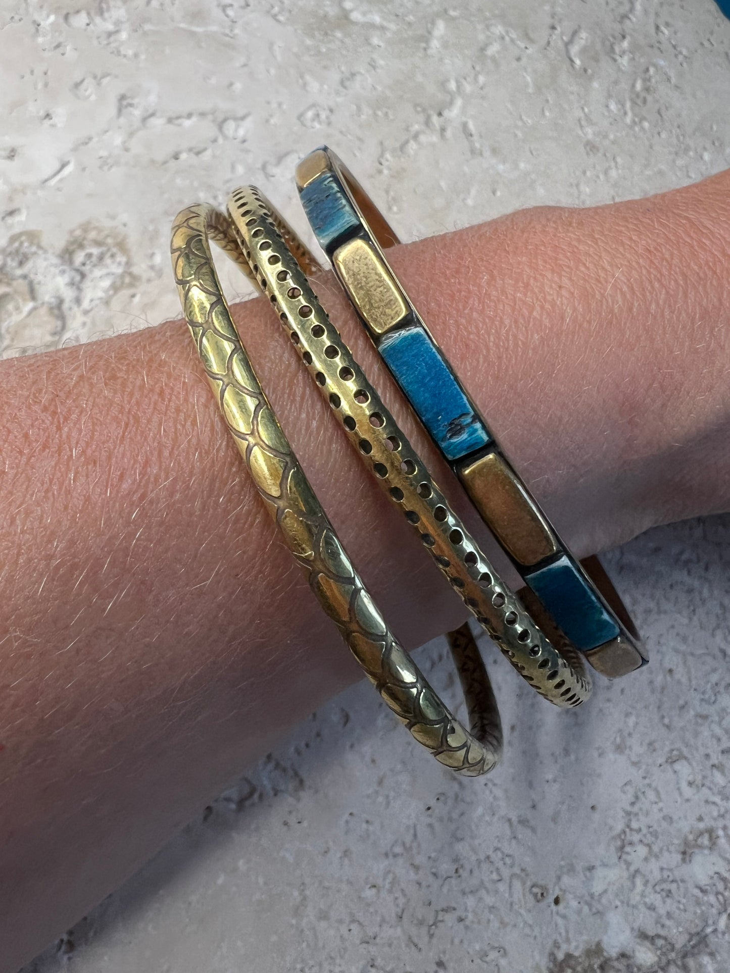 Bracelets dorés - Vert- Lot de 3 bracelets