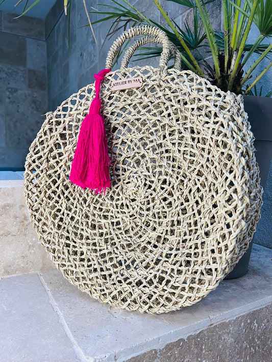 Sac Panier - Modèle "Capsule" avec pompon couleur au choix- Grand Modèle