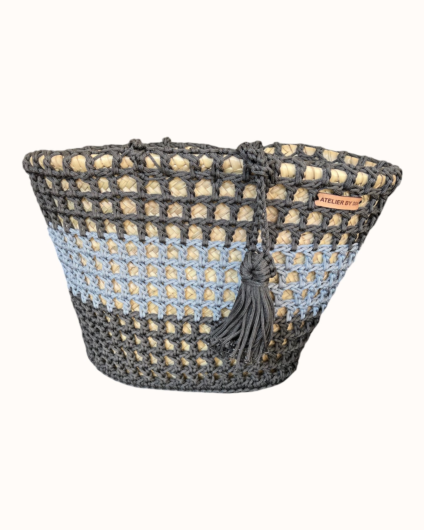 Panier - Sac à main Modèle «  Alba » Couleur Kaki et Gris