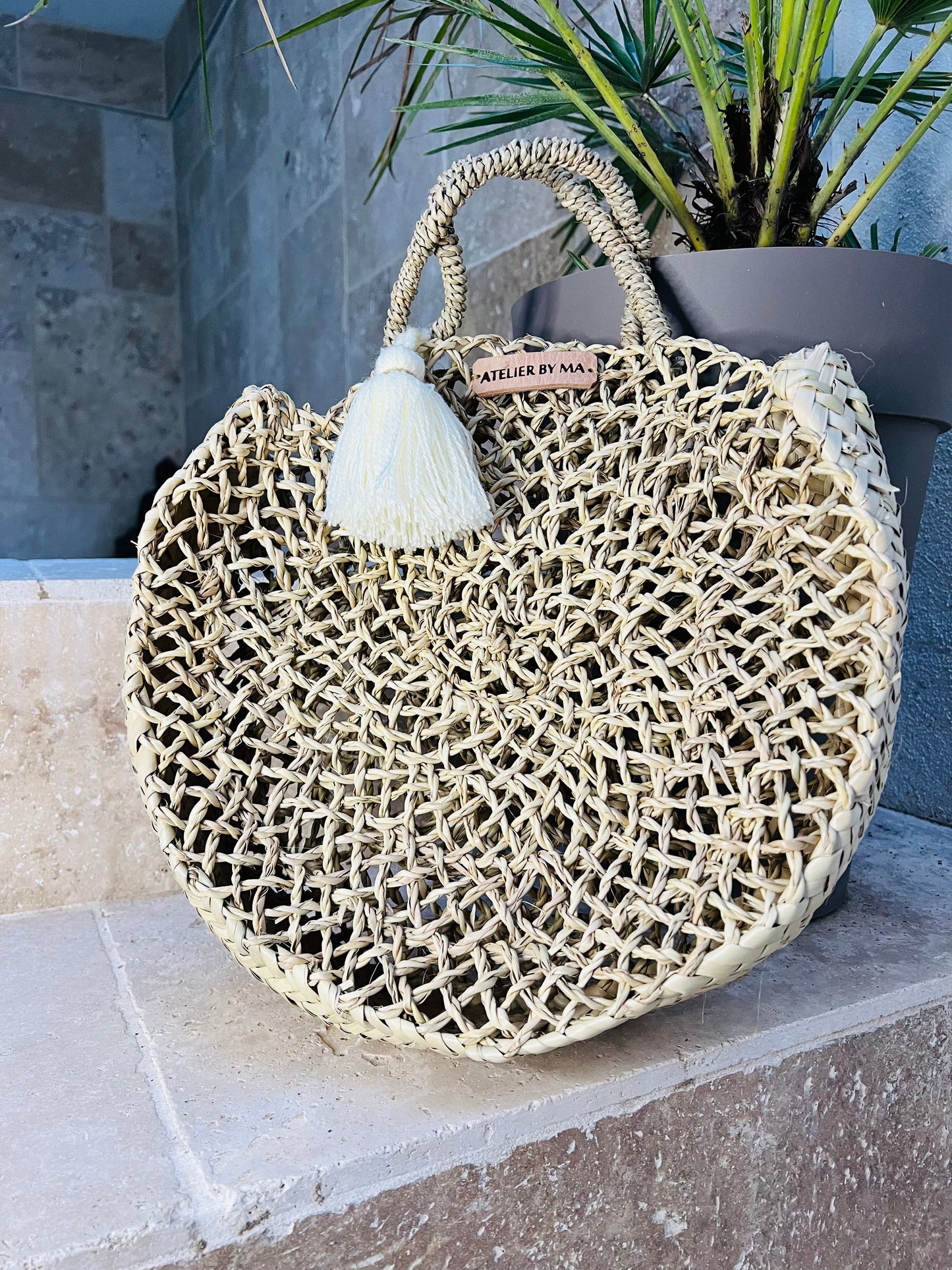 Sac Panier - Modèle "Capsule" avec pompon couleur au choix - Petit Modèle