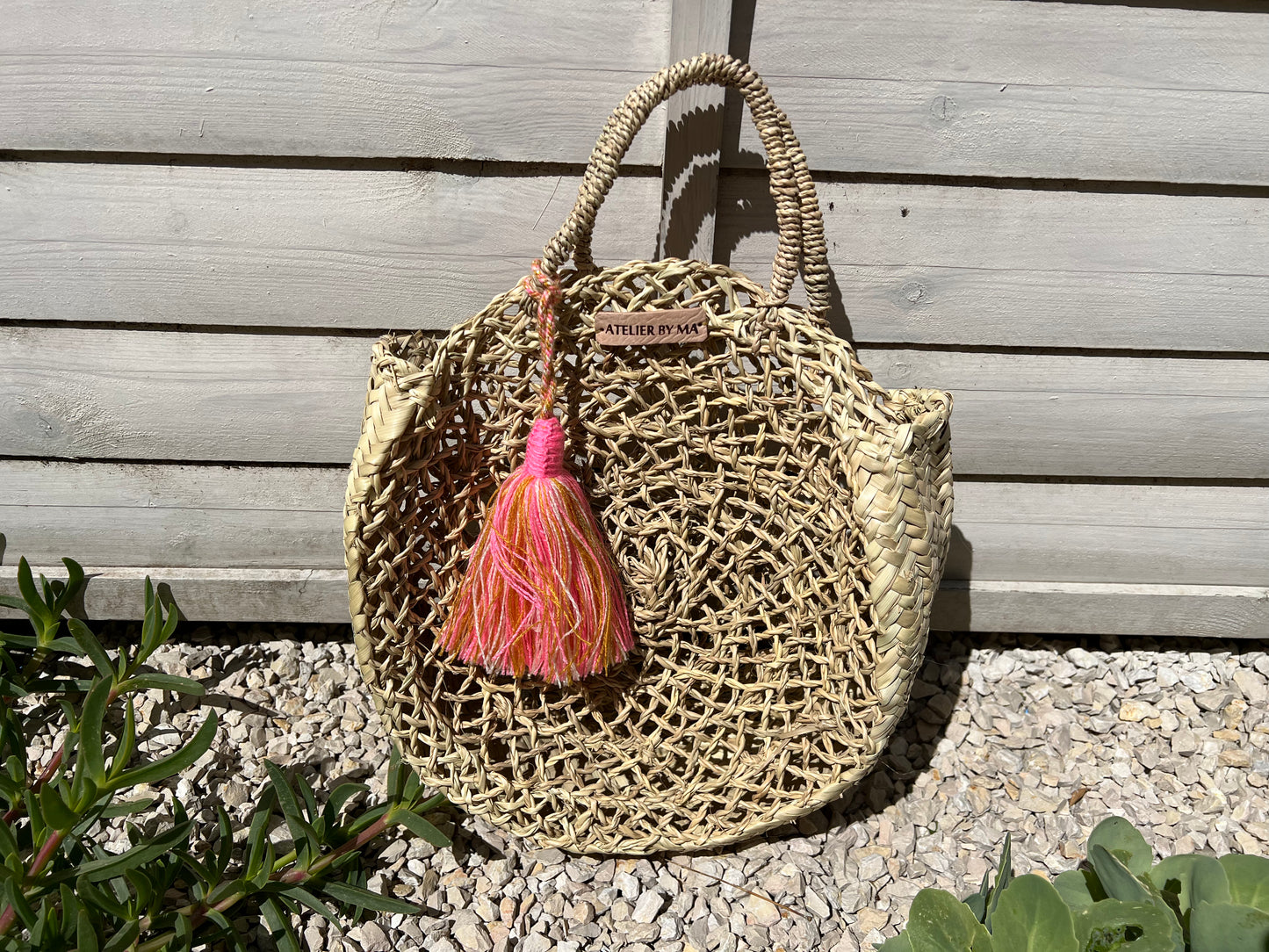 Sac Panier Modèle "Capsule" avec pompon couleur au choix - Petit Modèle